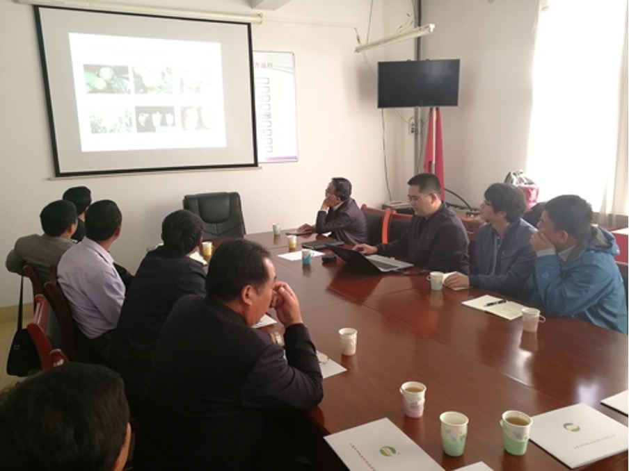 A group of people sitting around a table with a projector screen

Description automatically generated with low confidence